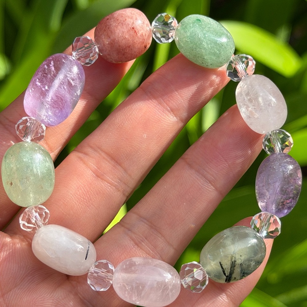 12mm stretchable multi gem stone‎ bracelet 0446